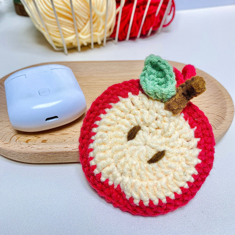 Handcrocheted cute Apple Bluetooth earphone bag