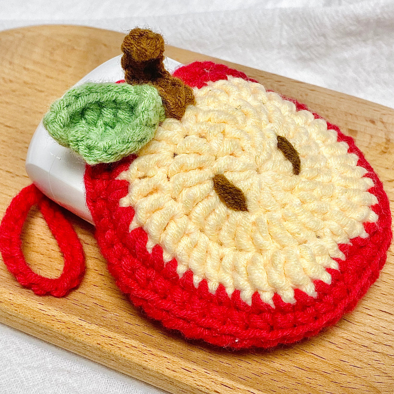 Hand-Crocheted Apple Bluetooth Earphone bag