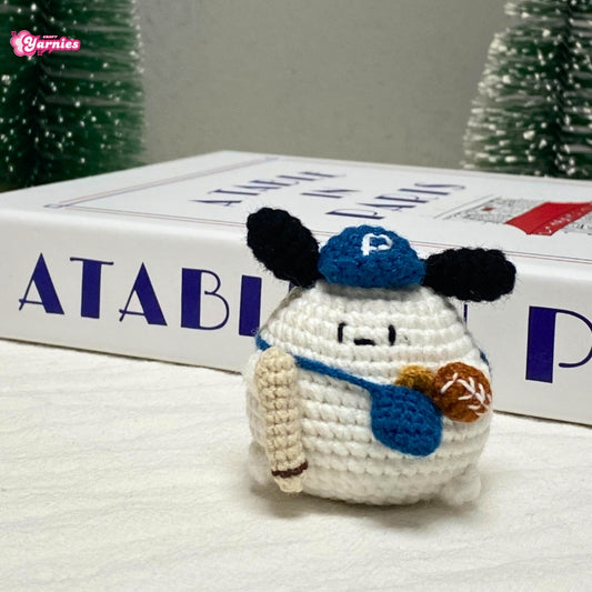 Crochet animal small Pacha dog baseball version